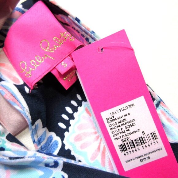 NWT Lilly Pulitzer Martina Maxi High Tide Navy Holy Flockamolie Jersey Dress S - Picture 4 of 6